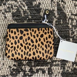 NWT Vera Bradley Leather Callie Zip Pouch in Cheetah
